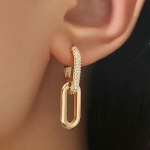 Naked Hanger Zircon Decor, 18K Gold Plated Earrings